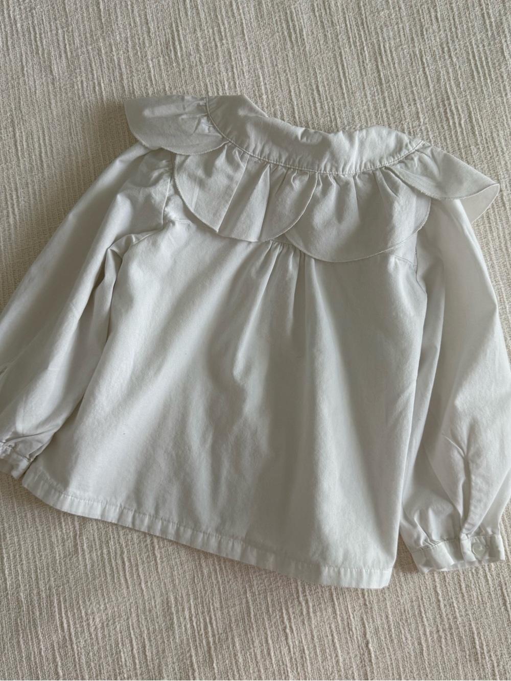 Zara White Button-Down Top with Ruffle Collar - Picture 5 of 5